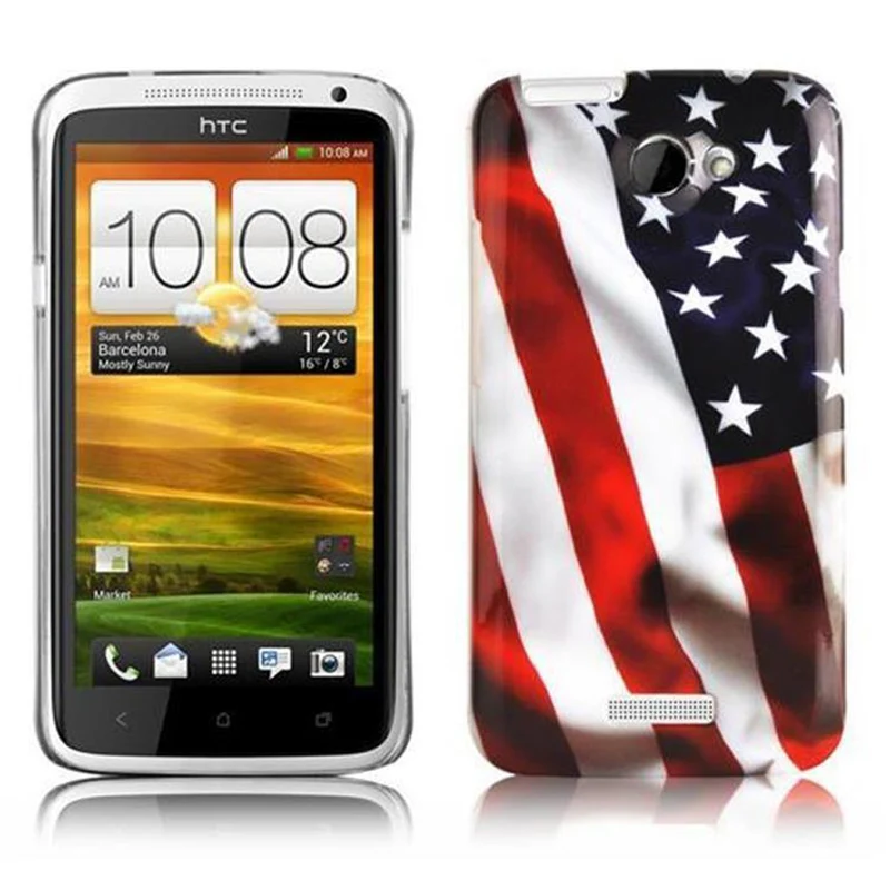 Cadorabo Hülle kompatibel mit HTC ONE X / X+ mit STARS AND STRIPES Aufdruck - Hard Case Schutzhülle im trendigen Design