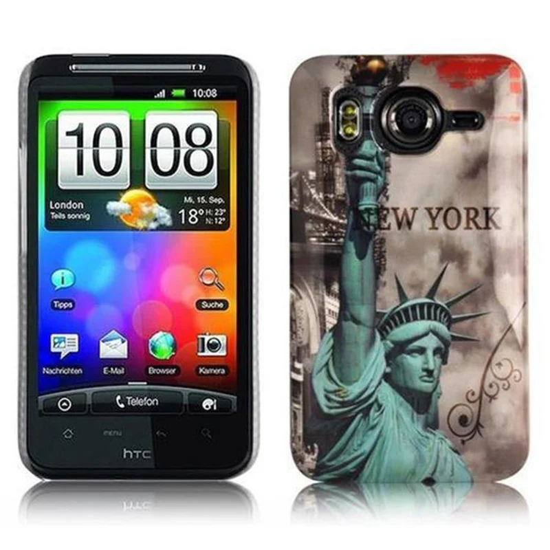 Cadorabo Hülle kompatibel mit HTC Desire HD mit STARS AND STRIPES Aufdruck - Hard Case Schutzhülle im trendigen Design