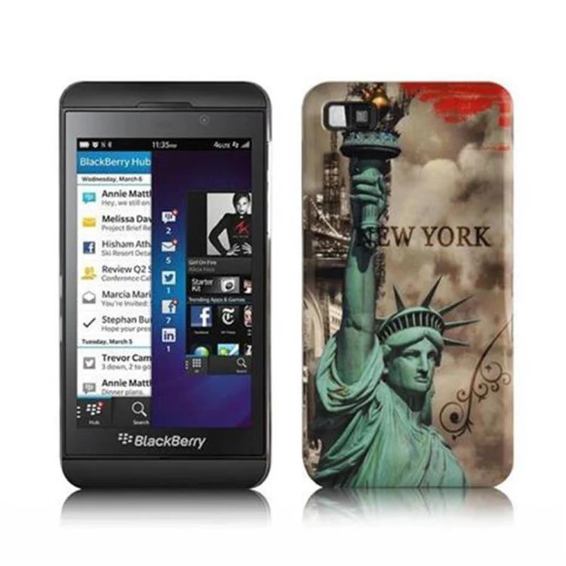 Cadorabo Hülle kompatibel mit Blackberry Z10 mit NEW YORK - FREIHEITSSTATUE Aufdruck - Hard Case Schutzhülle im trendigen Design