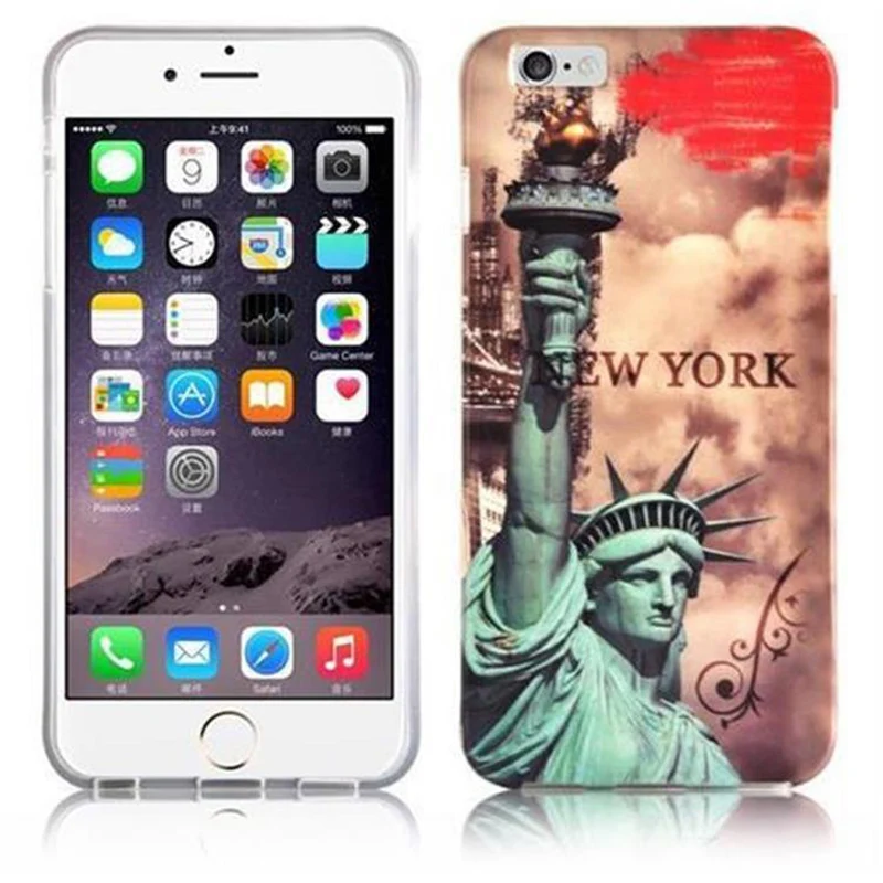Cadorabo Hülle kompatibel mit Apple iPhone 6 PLUS / 6S PLUS mit NEW YORK - FREIHEITSSTATUE Aufdruck - Hard Case Schutzhülle im trendigen Design