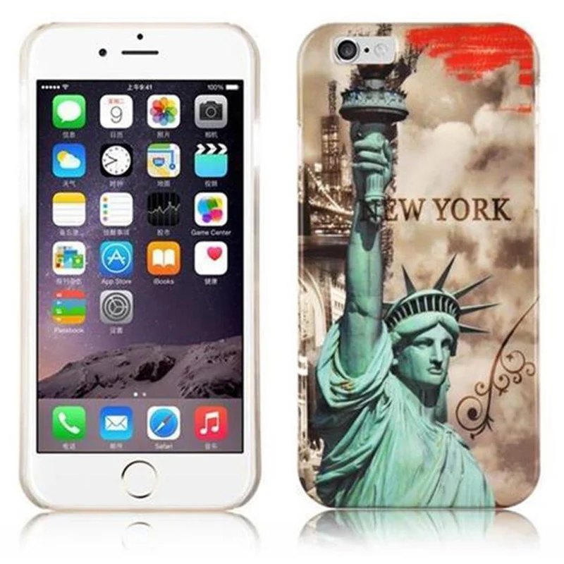Cadorabo Hülle kompatibel mit Apple iPhone 6 / 6S mit NEW YORK - FREIHEITSSTATUE Aufdruck - Hard Case Schutzhülle im trendigen Design