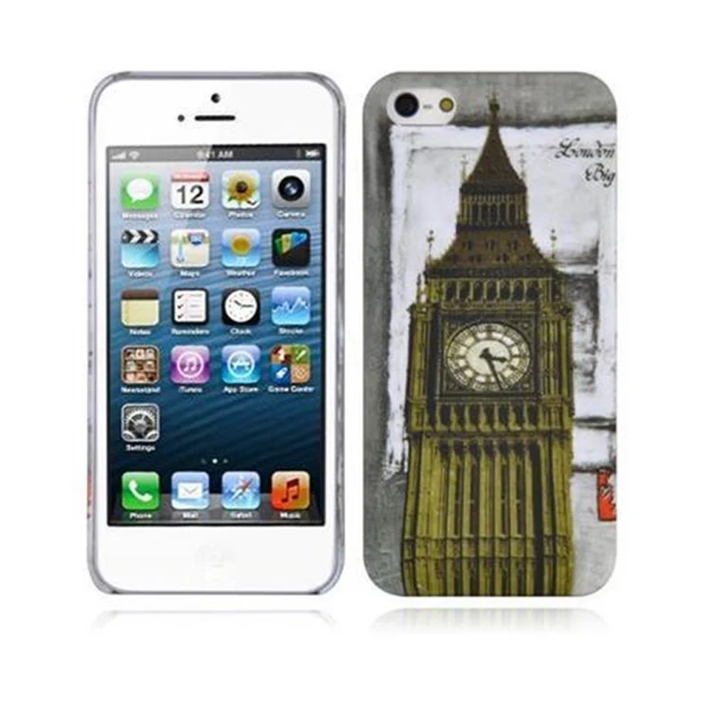 Cadorabo Hülle kompatibel mit Apple iPhone 5 / 5S / SE 2016 mit BROWN TIGER Aufdruck - Hard Case Schutzhülle im trendigen Design