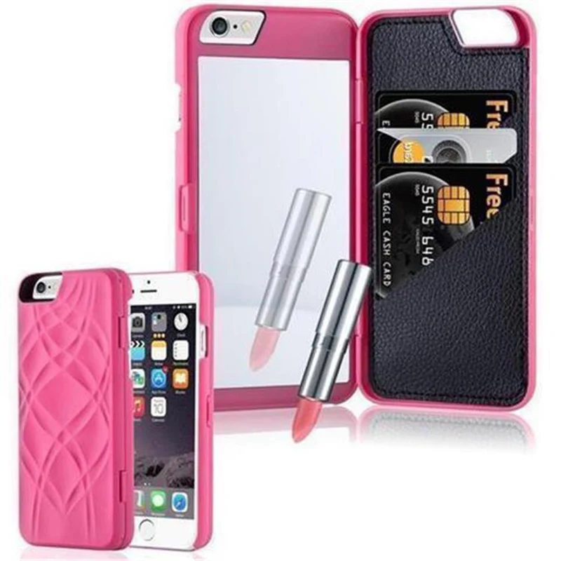 Cadorabo Hülle kompatibel mit Apple iPhone 6 / 6S Hard Case Schutzhülle mit Spiegel und Kartenfächern