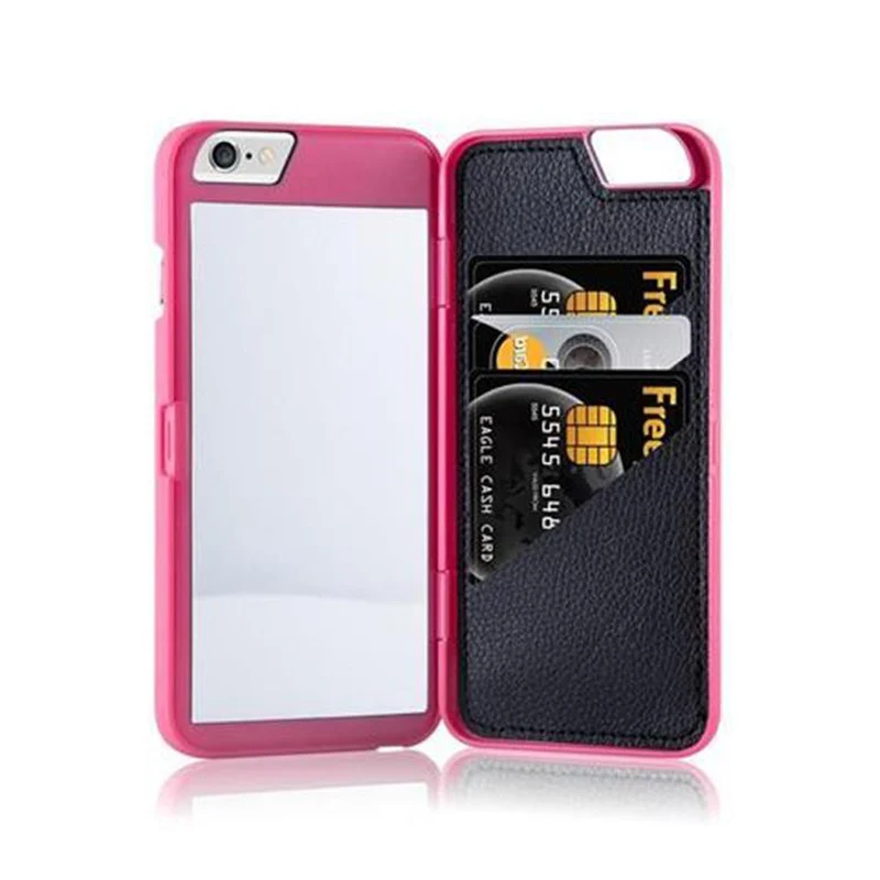 Cadorabo Hülle kompatibel mit Apple iPhone 6 / 6S Hard Case Schutzhülle mit Spiegel und Kartenfächern