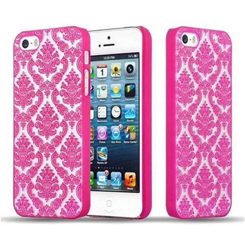 Cadorabo Hülle kompatibel mit Apple iPhone 5 / 5S / SE 2016 Hard Case Schutzhülle in Blumen Paisley Henna Design gegen Kratzer und Stöße
