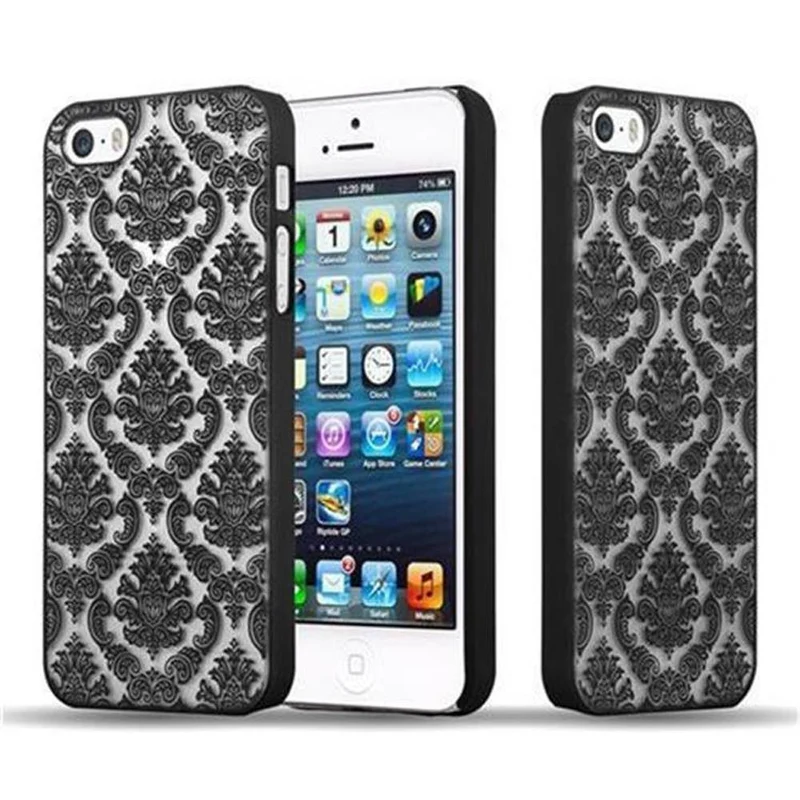 Cadorabo Hülle kompatibel mit Apple iPhone 5 / 5S / SE 2016 Hard Case Schutzhülle in Blumen Paisley Henna Design gegen Kratzer und Stöße