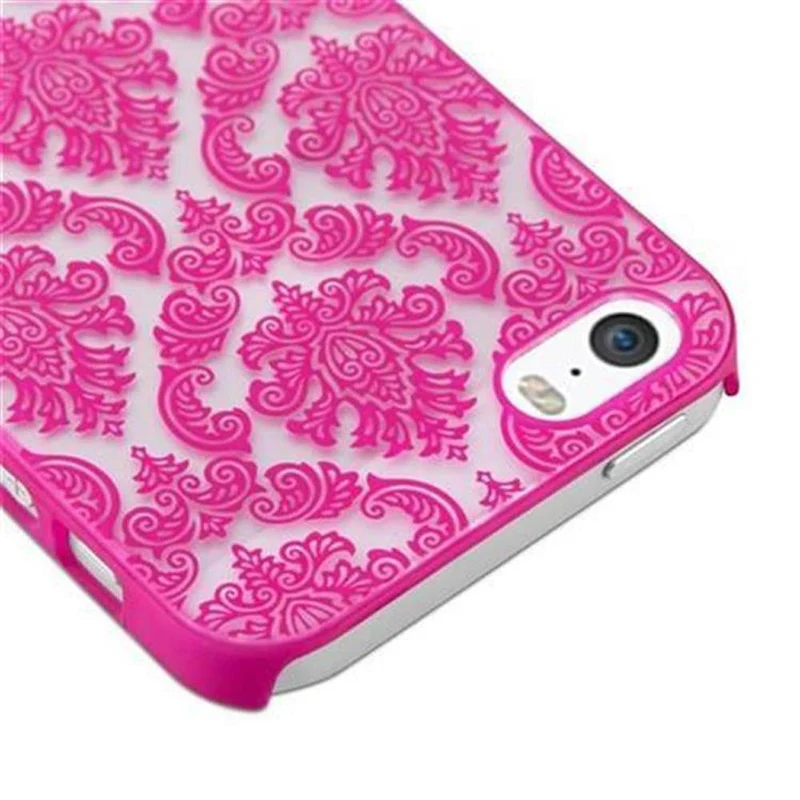 Cadorabo Hülle kompatibel mit Apple iPhone 5 / 5S / SE 2016 Hard Case Schutzhülle in Blumen Paisley Henna Design gegen Kratzer und Stöße