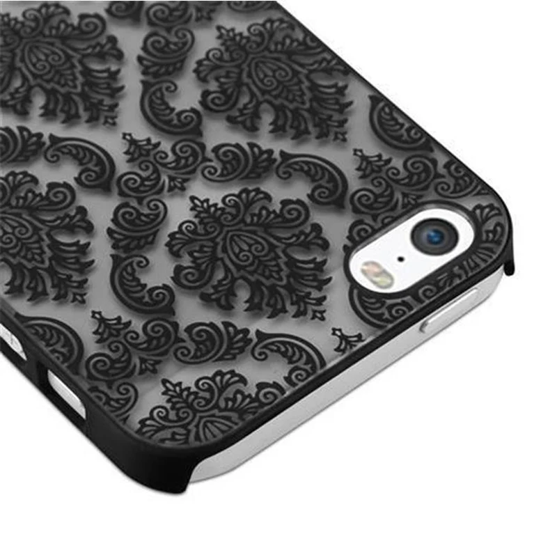 Cadorabo Hülle kompatibel mit Apple iPhone 5 / 5S / SE 2016 Hard Case Schutzhülle in Blumen Paisley Henna Design gegen Kratzer und Stöße