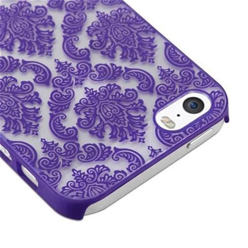 Cadorabo Hülle kompatibel mit Apple iPhone 5 / 5S / SE 2016 Hard Case Schutzhülle in Blumen Paisley Henna Design gegen Kratzer und Stöße