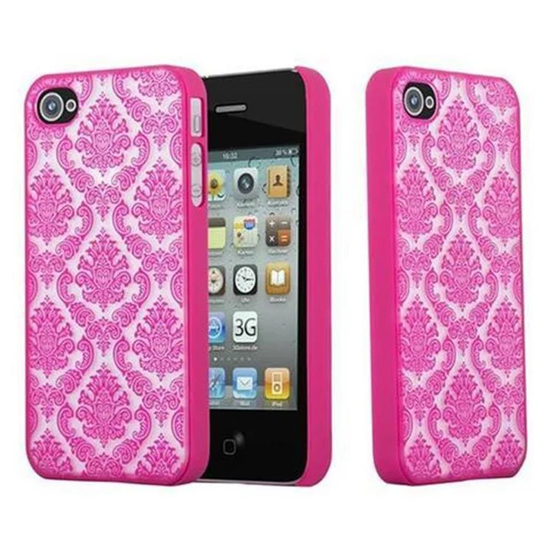 Cadorabo Hülle kompatibel mit Apple iPhone 4 / 4S Hard Case Schutzhülle in Blumen Paisley Henna Design gegen Kratzer und Stöße
