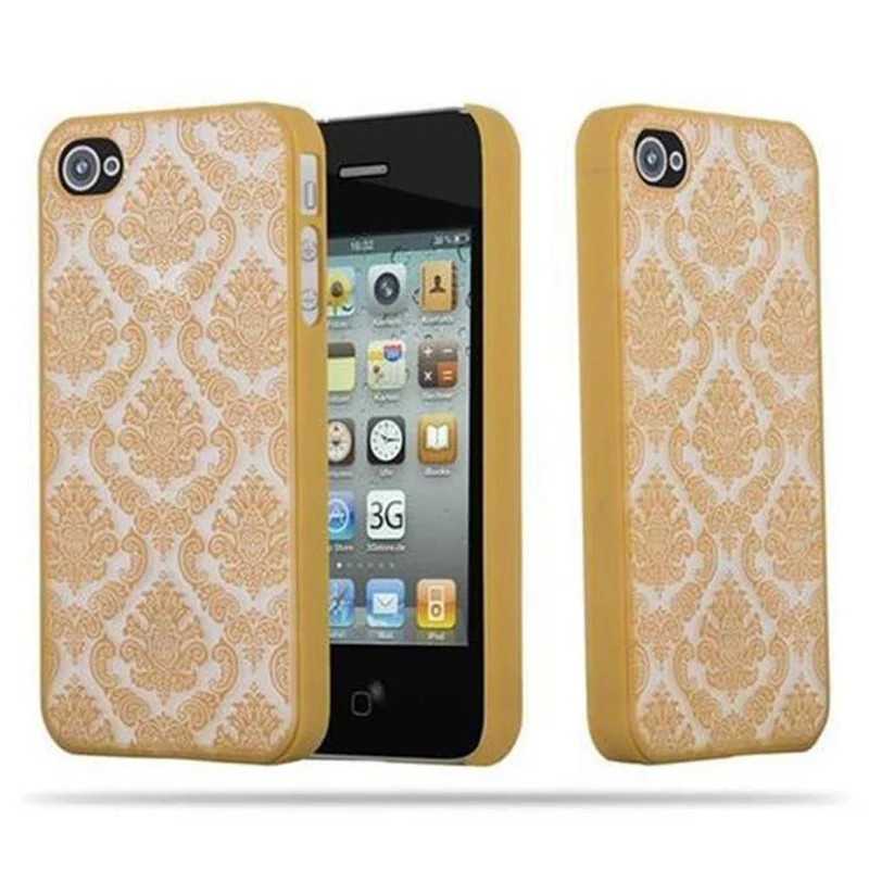 Cadorabo Hülle kompatibel mit Apple iPhone 4 / 4S Hard Case Schutzhülle in Blumen Paisley Henna Design gegen Kratzer und Stöße