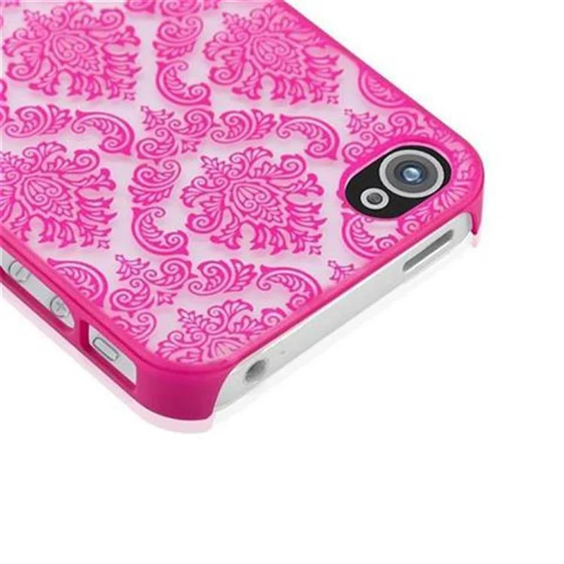 Cadorabo Hülle kompatibel mit Apple iPhone 4 / 4S Hard Case Schutzhülle in Blumen Paisley Henna Design gegen Kratzer und Stöße