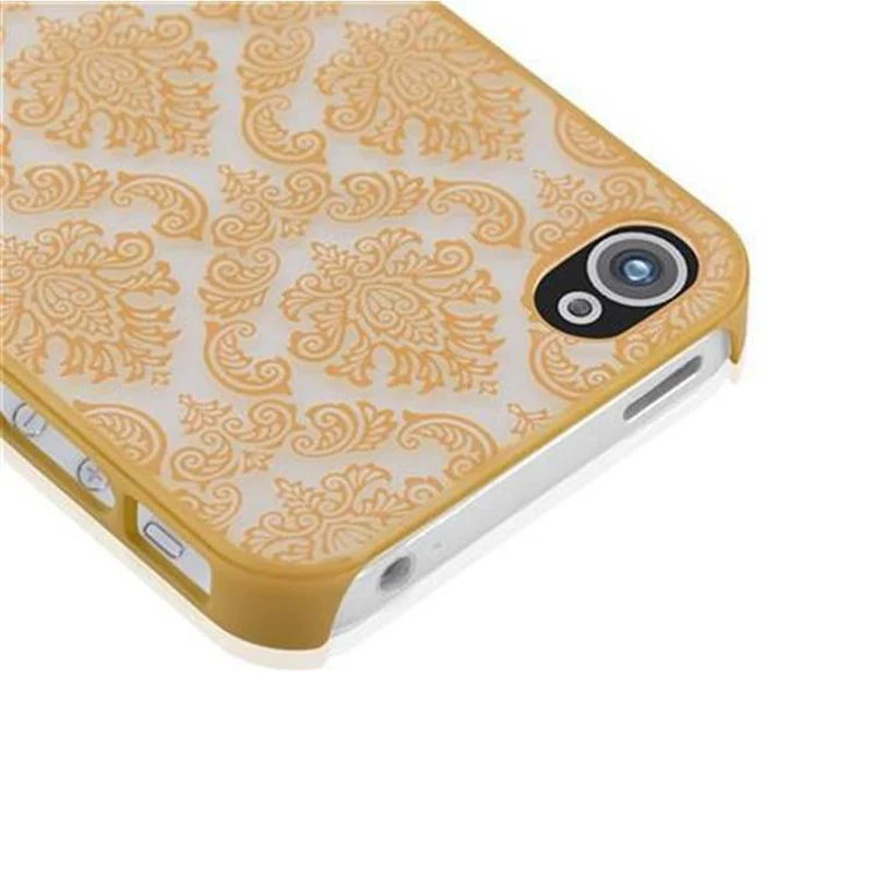 Cadorabo Hülle kompatibel mit Apple iPhone 4 / 4S Hard Case Schutzhülle in Blumen Paisley Henna Design gegen Kratzer und Stöße