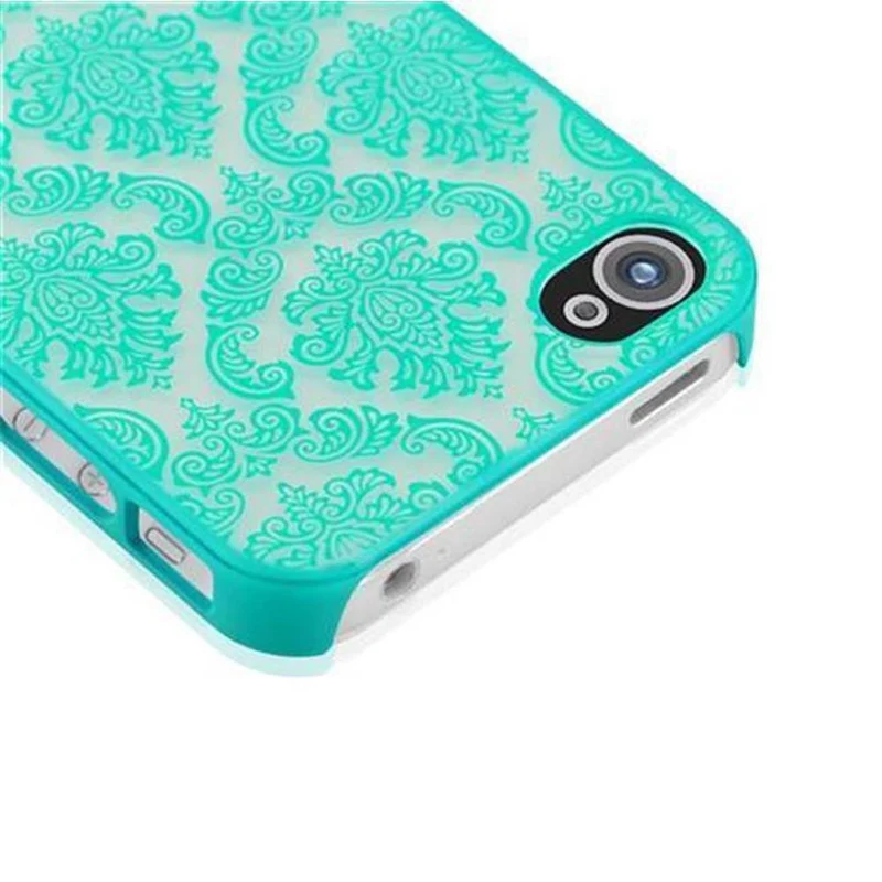 Cadorabo Hülle kompatibel mit Apple iPhone 4 / 4S Hard Case Schutzhülle in Blumen Paisley Henna Design gegen Kratzer und Stöße