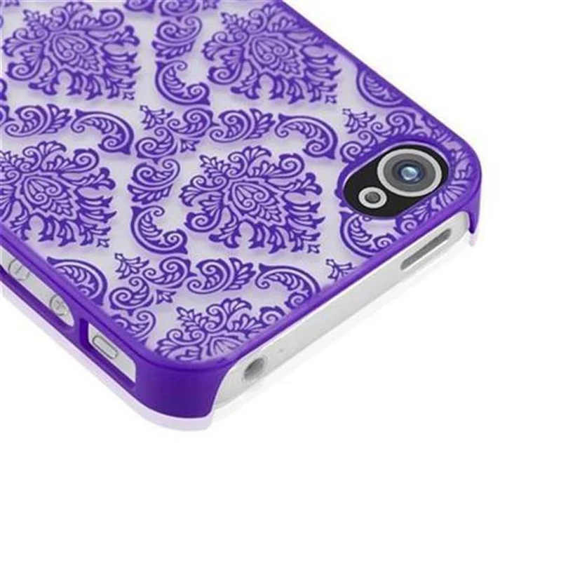 Cadorabo Hülle kompatibel mit Apple iPhone 4 / 4S Hard Case Schutzhülle in Blumen Paisley Henna Design gegen Kratzer und Stöße