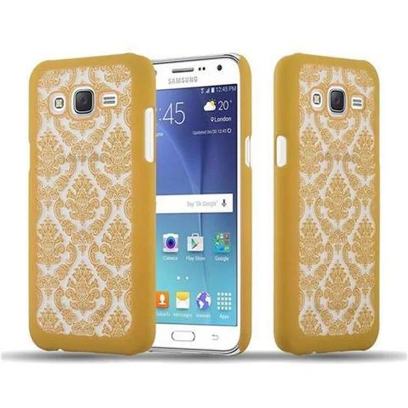 Cadorabo Hülle kompatibel mit Samsung Galaxy J7 2015 Hard Case Schutzhülle in Blumen Paisley Henna Design gegen Kratzer und Stöße