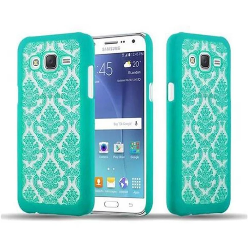 Cadorabo Hülle kompatibel mit Samsung Galaxy J7 2015 Hard Case Schutzhülle in Blumen Paisley Henna Design gegen Kratzer und Stöße