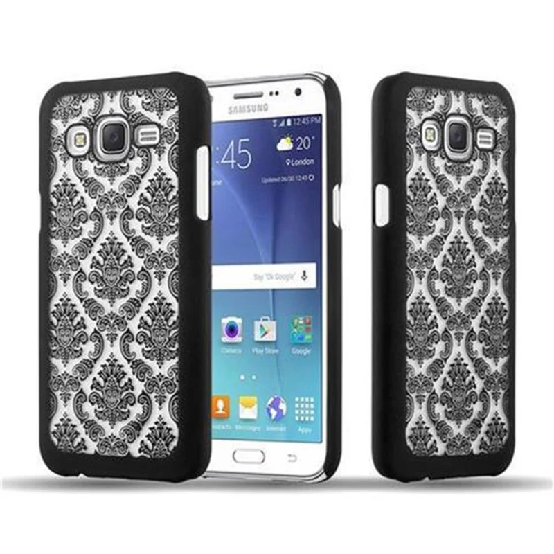 Cadorabo Hülle kompatibel mit Samsung Galaxy J7 2015 Hard Case Schutzhülle in Blumen Paisley Henna Design gegen Kratzer und Stöße