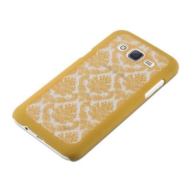 Cadorabo Hülle kompatibel mit Samsung Galaxy J7 2015 Hard Case Schutzhülle in Blumen Paisley Henna Design gegen Kratzer und Stöße