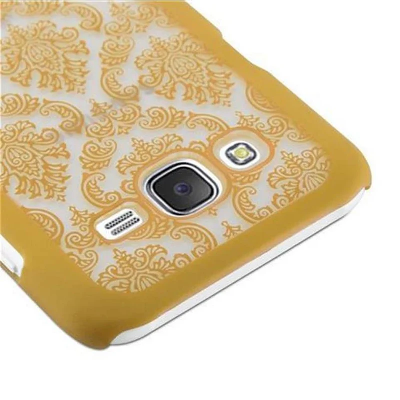 Cadorabo Hülle kompatibel mit Samsung Galaxy J7 2015 Hard Case Schutzhülle in Blumen Paisley Henna Design gegen Kratzer und Stöße