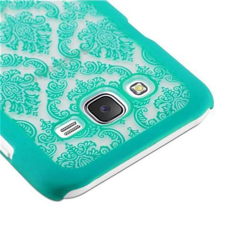 Cadorabo Hülle kompatibel mit Samsung Galaxy J7 2015 Hard Case Schutzhülle in Blumen Paisley Henna Design gegen Kratzer und Stöße