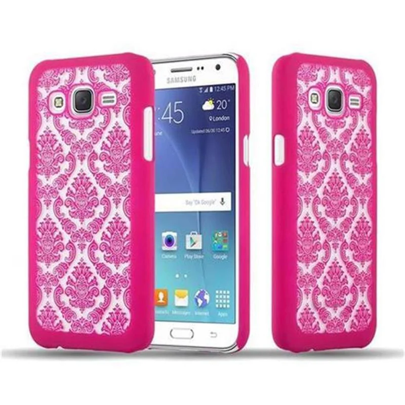 Cadorabo Hülle kompatibel mit Samsung Galaxy J5 2015 Hard Case Schutzhülle in Blumen Paisley Henna Design gegen Kratzer und Stöße