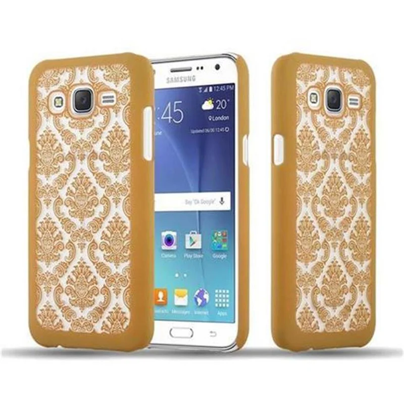 Cadorabo Hülle kompatibel mit Samsung Galaxy J5 2015 Hard Case Schutzhülle in Blumen Paisley Henna Design gegen Kratzer und Stöße