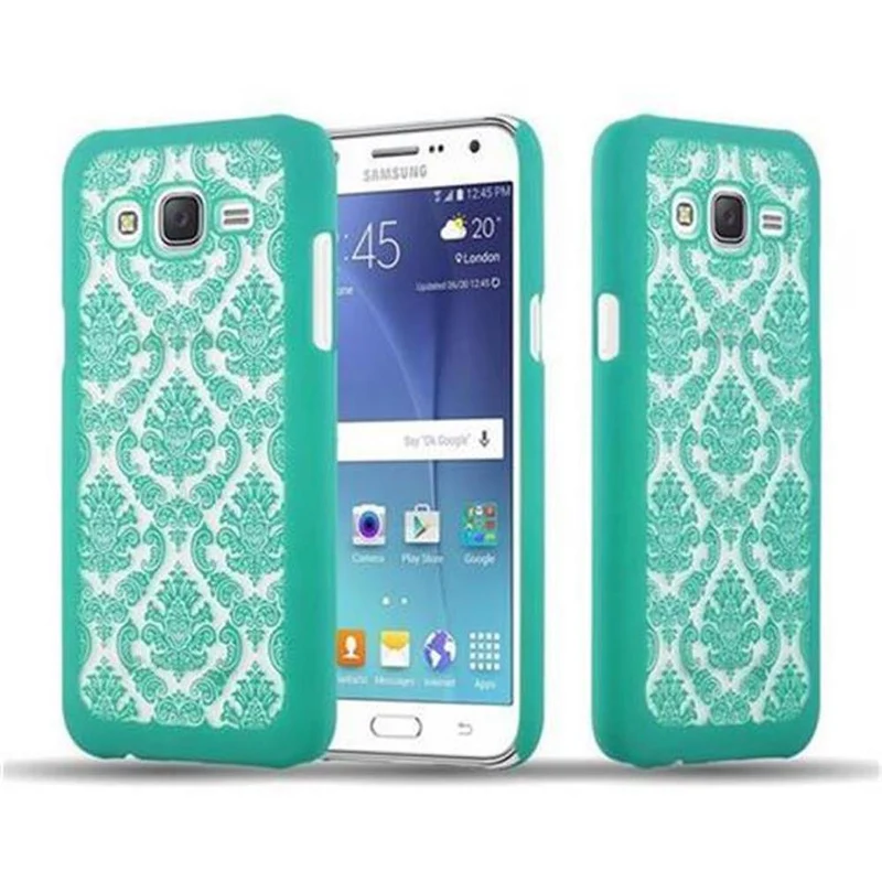 Cadorabo Hülle kompatibel mit Samsung Galaxy J5 2015 Hard Case Schutzhülle in Blumen Paisley Henna Design gegen Kratzer und Stöße