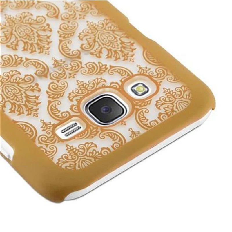 Cadorabo Hülle kompatibel mit Samsung Galaxy J5 2015 Hard Case Schutzhülle in Blumen Paisley Henna Design gegen Kratzer und Stöße