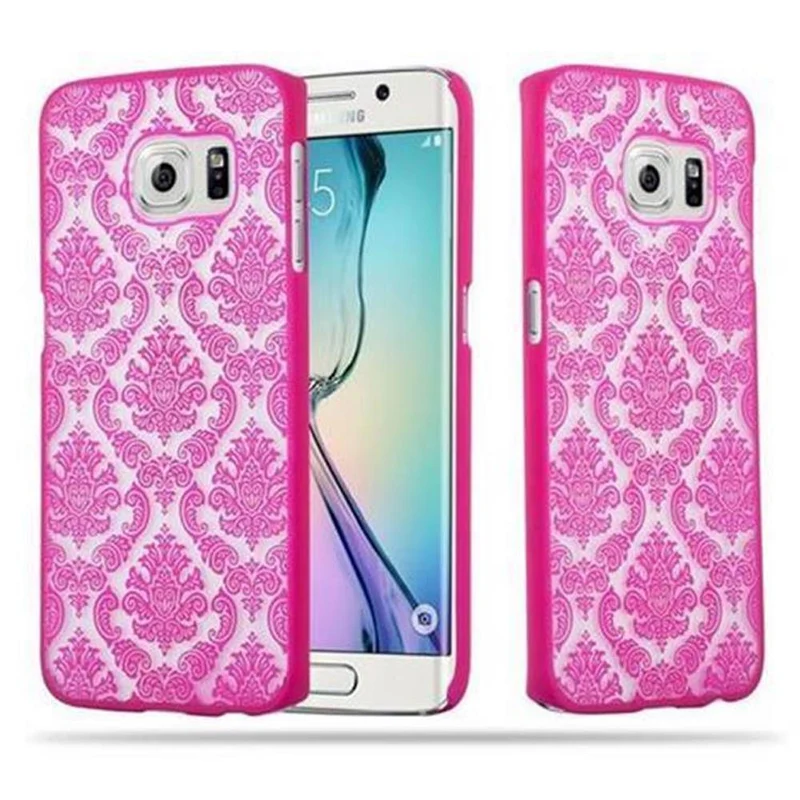 Cadorabo Hülle kompatibel mit Samsung Galaxy S6 EDGE Hard Case Schutzhülle in Blumen Paisley Henna Design gegen Kratzer und Stöße