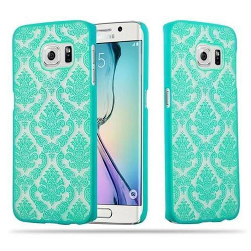 Cadorabo Hülle kompatibel mit Samsung Galaxy S6 EDGE Hard Case Schutzhülle in Blumen Paisley Henna Design gegen Kratzer und Stöße