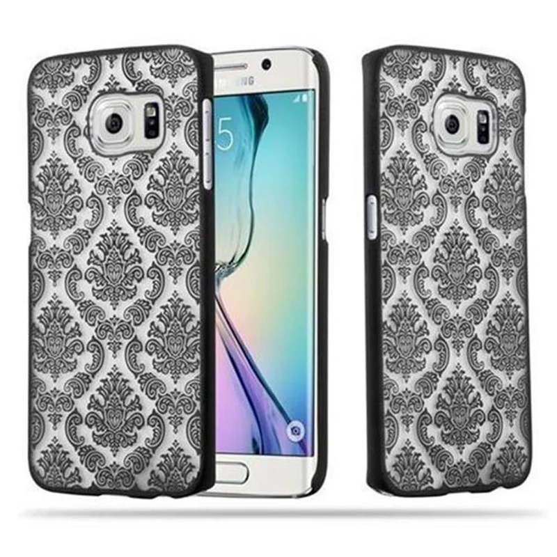 Cadorabo Hülle kompatibel mit Samsung Galaxy S6 EDGE Hard Case Schutzhülle in Blumen Paisley Henna Design gegen Kratzer und Stöße
