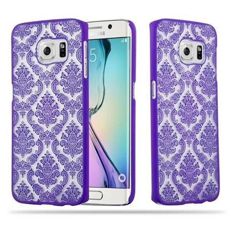 Cadorabo Hülle kompatibel mit Samsung Galaxy S6 EDGE Hard Case Schutzhülle in Blumen Paisley Henna Design gegen Kratzer und Stöße