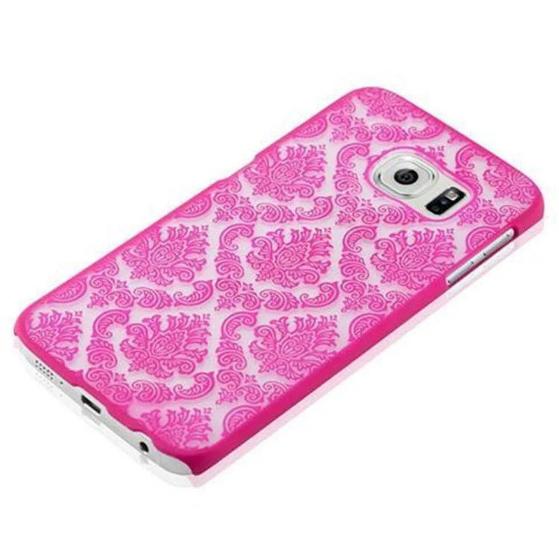 Cadorabo Hülle kompatibel mit Samsung Galaxy S6 EDGE Hard Case Schutzhülle in Blumen Paisley Henna Design gegen Kratzer und Stöße