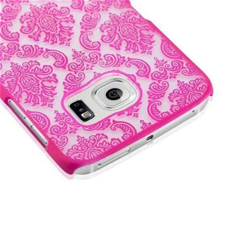 Cadorabo Hülle kompatibel mit Samsung Galaxy S6 EDGE Hard Case Schutzhülle in Blumen Paisley Henna Design gegen Kratzer und Stöße