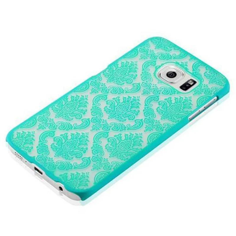 Cadorabo Hülle kompatibel mit Samsung Galaxy S6 EDGE Hard Case Schutzhülle in Blumen Paisley Henna Design gegen Kratzer und Stöße