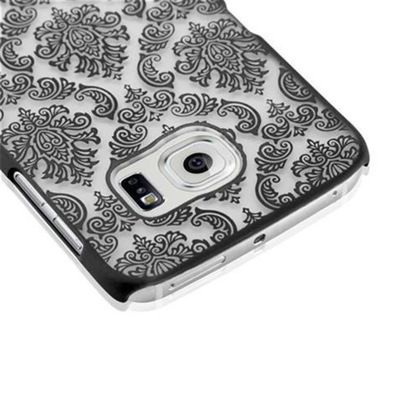Cadorabo Hülle kompatibel mit Samsung Galaxy S6 EDGE Hard Case Schutzhülle in Blumen Paisley Henna Design gegen Kratzer und Stöße