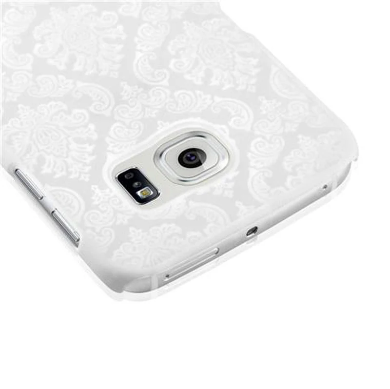 Cadorabo Hülle kompatibel mit Samsung Galaxy S6 EDGE Hard Case Schutzhülle in Blumen Paisley Henna Design gegen Kratzer und Stöße
