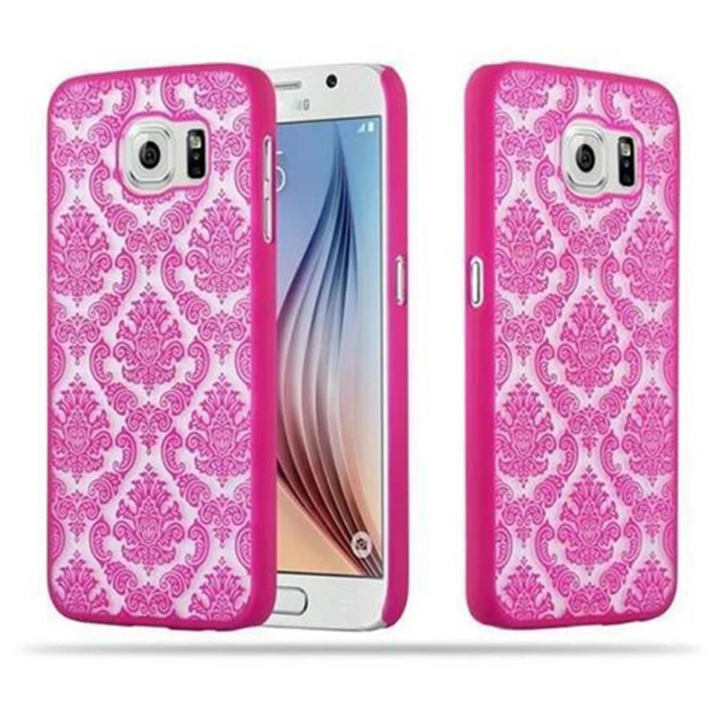 Cadorabo Hülle kompatibel mit Samsung Galaxy S6 Hard Case Schutzhülle in Blumen Paisley Henna Design gegen Kratzer und Stöße