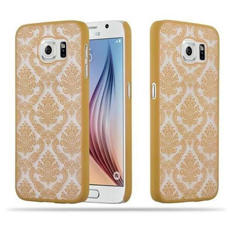 Cadorabo Hülle kompatibel mit Samsung Galaxy S6 Hard Case Schutzhülle in Blumen Paisley Henna Design gegen Kratzer und Stöße