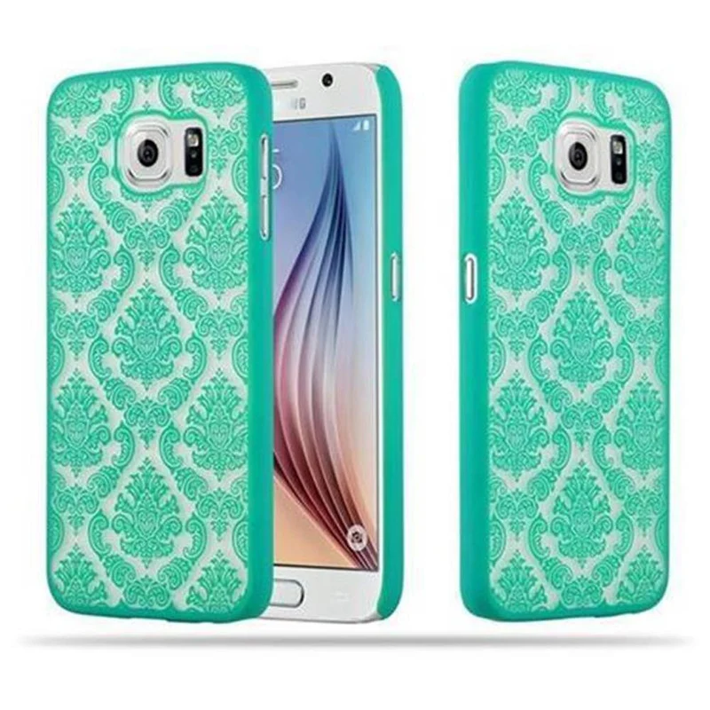 Cadorabo Hülle kompatibel mit Samsung Galaxy S6 Hard Case Schutzhülle in Blumen Paisley Henna Design gegen Kratzer und Stöße