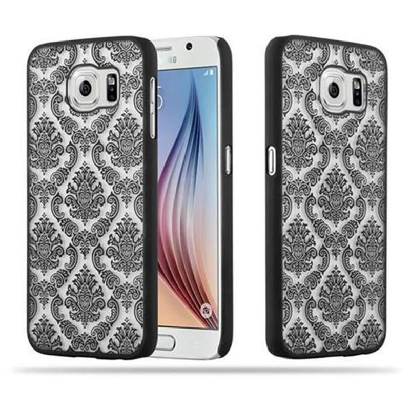Cadorabo Hülle kompatibel mit Samsung Galaxy S6 Hard Case Schutzhülle in Blumen Paisley Henna Design gegen Kratzer und Stöße