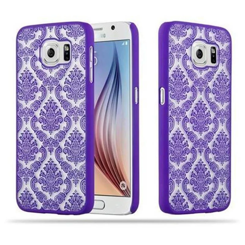 Cadorabo Hülle kompatibel mit Samsung Galaxy S6 Hard Case Schutzhülle in Blumen Paisley Henna Design gegen Kratzer und Stöße