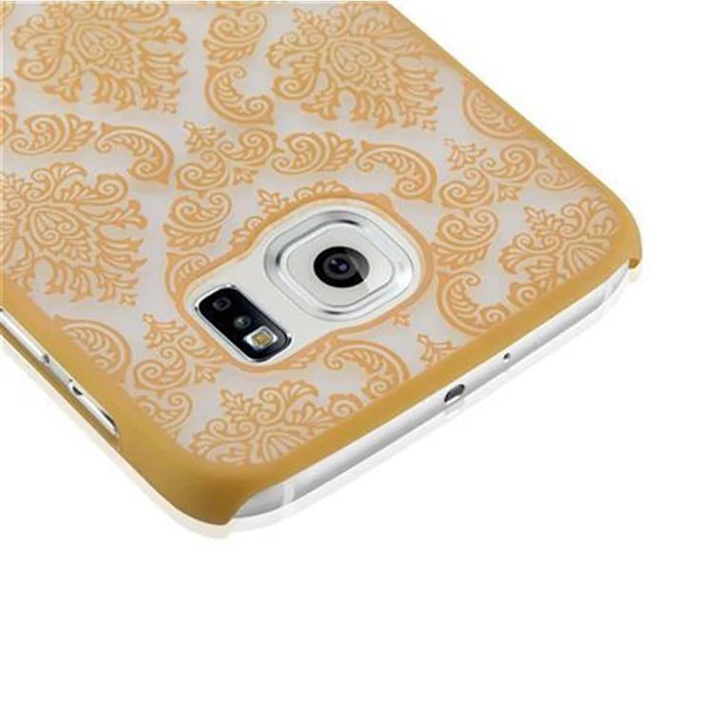 Cadorabo Hülle kompatibel mit Samsung Galaxy S6 Hard Case Schutzhülle in Blumen Paisley Henna Design gegen Kratzer und Stöße