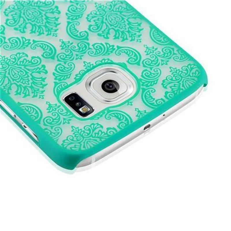 Cadorabo Hülle kompatibel mit Samsung Galaxy S6 Hard Case Schutzhülle in Blumen Paisley Henna Design gegen Kratzer und Stöße
