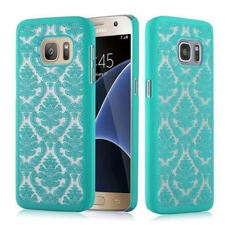 Cadorabo Hülle kompatibel mit Samsung Galaxy S7 Hard Case Schutzhülle in Blumen Paisley Henna Design gegen Kratzer und Stöße