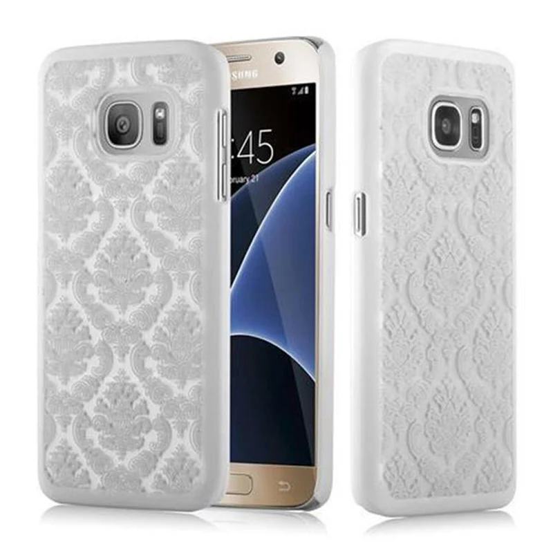 Cadorabo Hülle kompatibel mit Samsung Galaxy S7 Hard Case Schutzhülle in Blumen Paisley Henna Design gegen Kratzer und Stöße