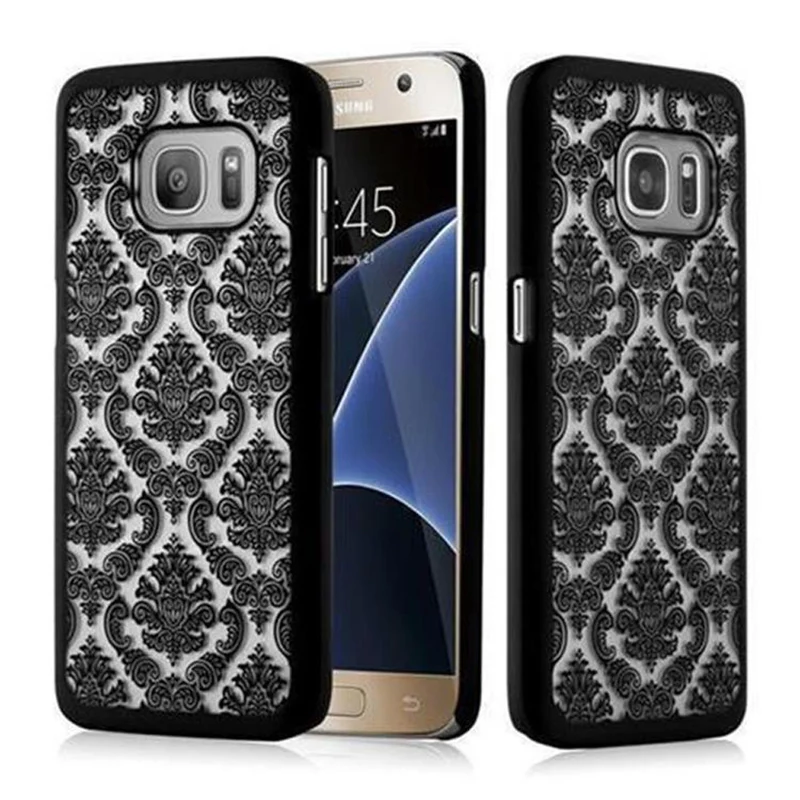 Cadorabo Hülle kompatibel mit Samsung Galaxy S7 Hard Case Schutzhülle in Blumen Paisley Henna Design gegen Kratzer und Stöße
