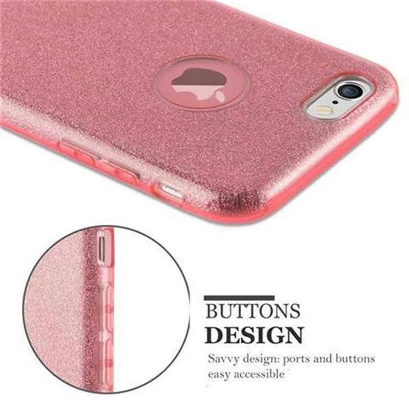 Cadorabo Hülle kompatibel mit Apple iPhone 6 / 6S TPU Silikon und Hard Case Schutzhülle im Glitzer Design