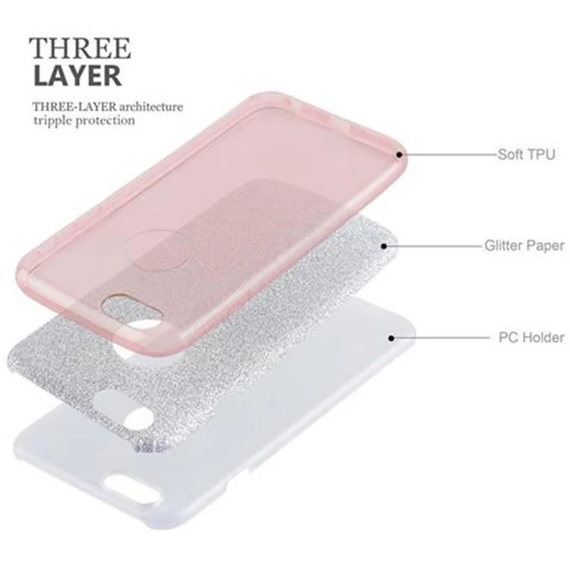 Cadorabo Hülle kompatibel mit Apple iPhone 6 / 6S TPU Silikon und Hard Case Schutzhülle im Glitzer Design